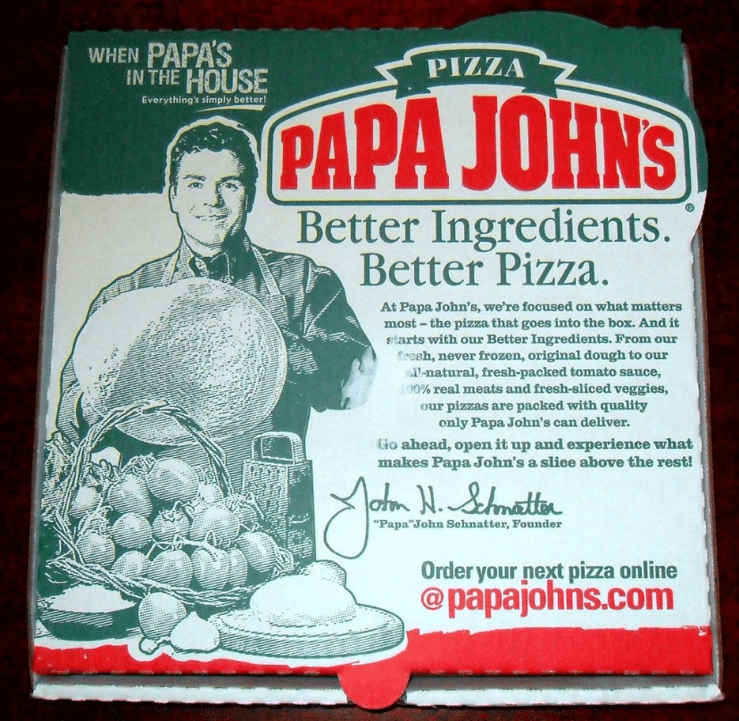 Старая коробка пиццы Papa John's