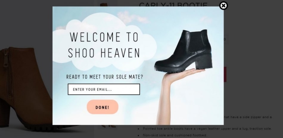 pop-up для интернет-магазина обуви