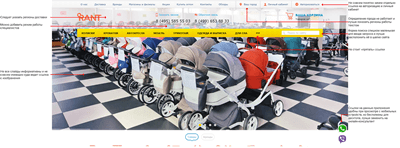 Первый экран Главной страницы интернет-магазина товаров для новорожденных