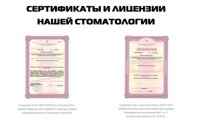 Пример оформления блока с сертификатами при написании текста для медицинского сайта
