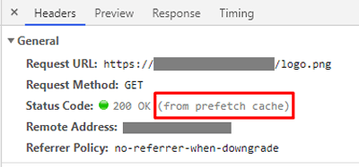 Status code - from prefetch cache во вкладке сеть в Google Chrome