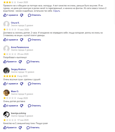 Отзывы о доставке Кушай суши на Яндекс.Картах