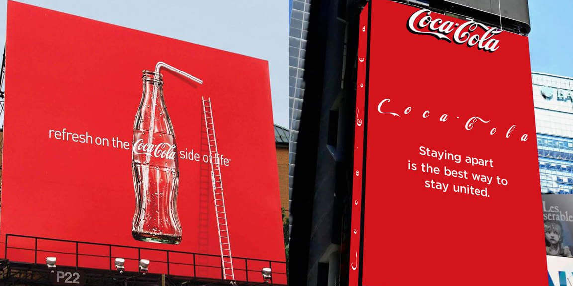 стенд с новым девизом Coca-cola