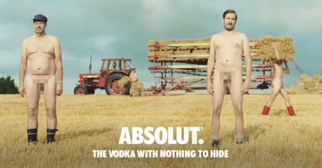 Обнаженка в реклама Absolut