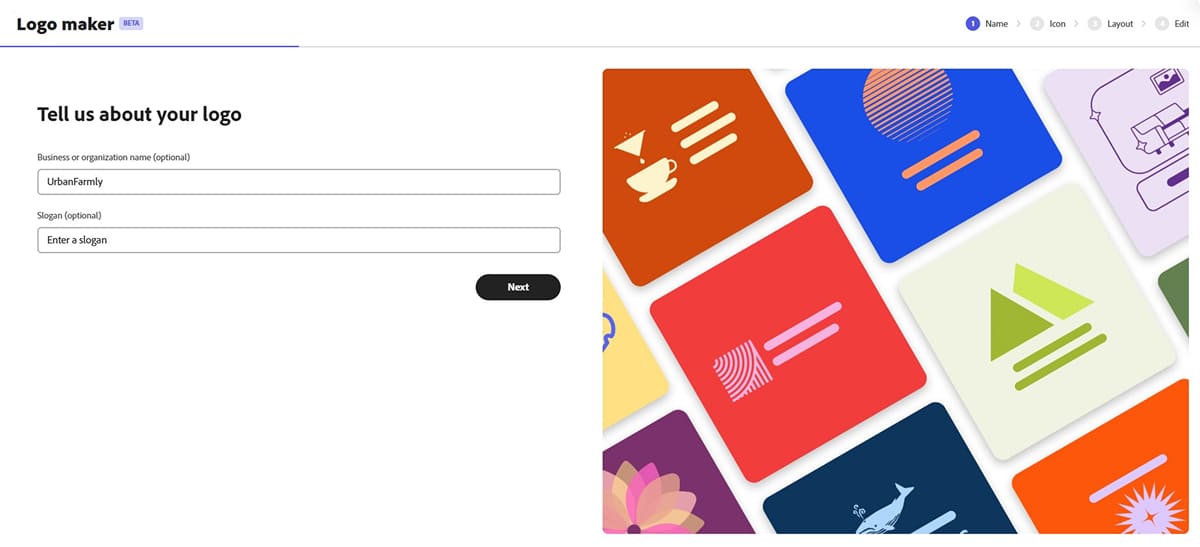 интерфейс adobe logo maker