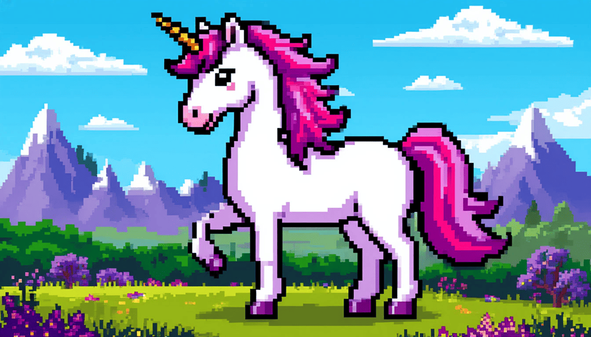 единорог пиксель-арт в нейросети
