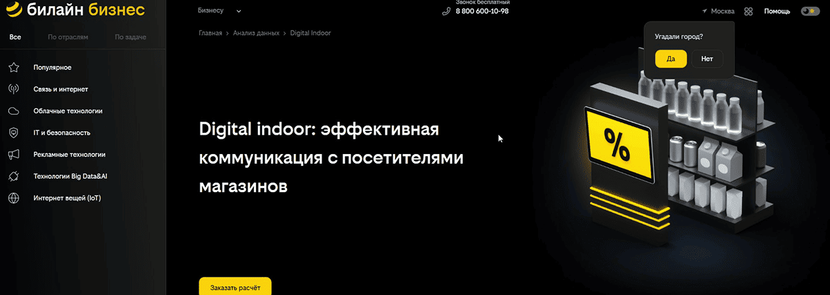 Пример сайта рекламодателя из промостраницы