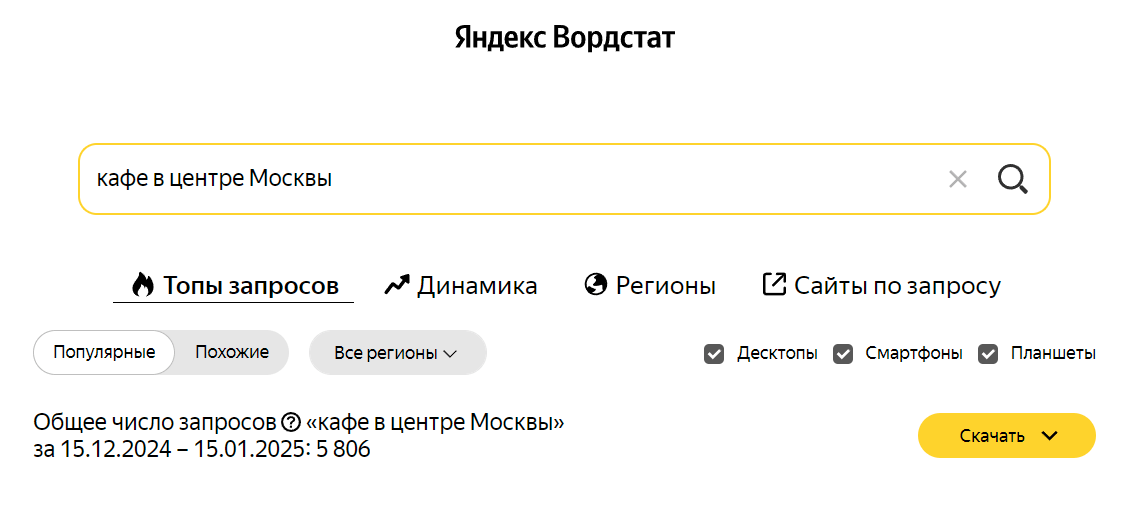 яндекс вордстат