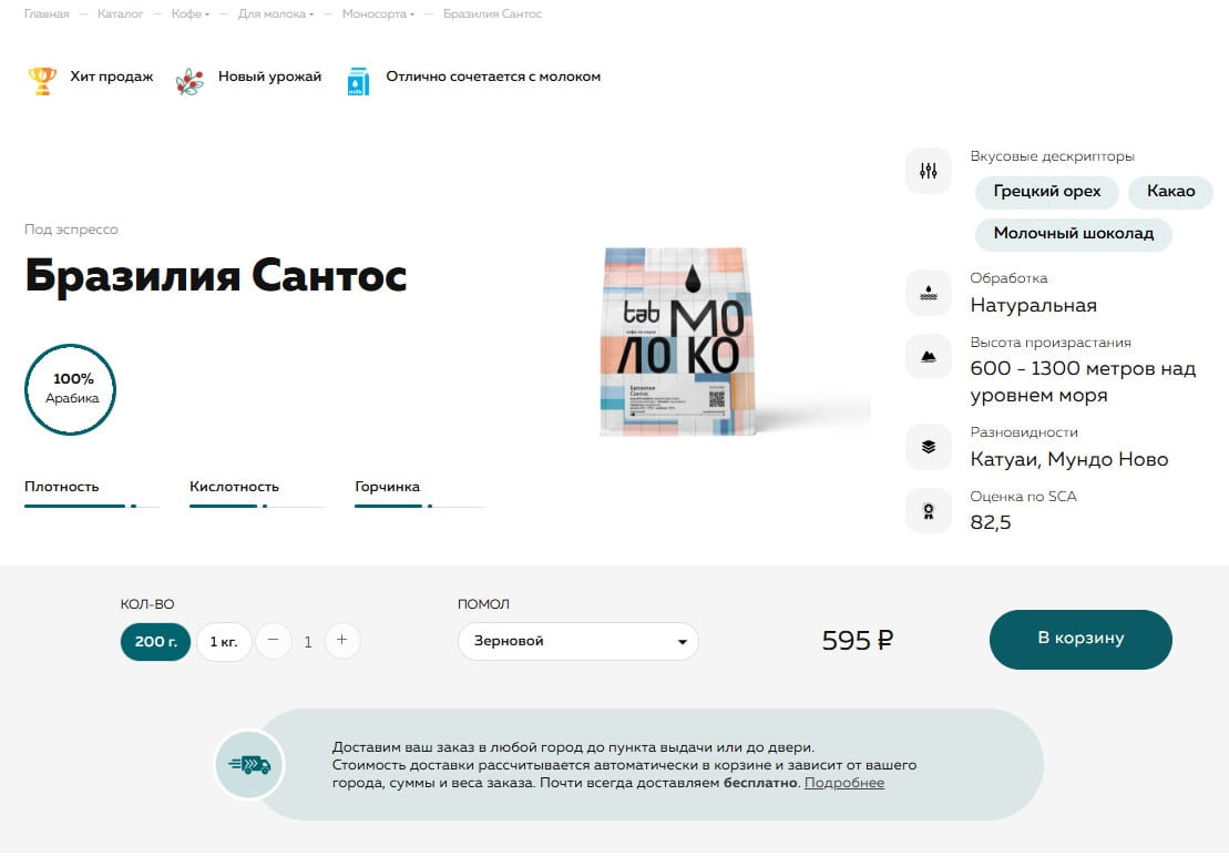 Информативная страница товара