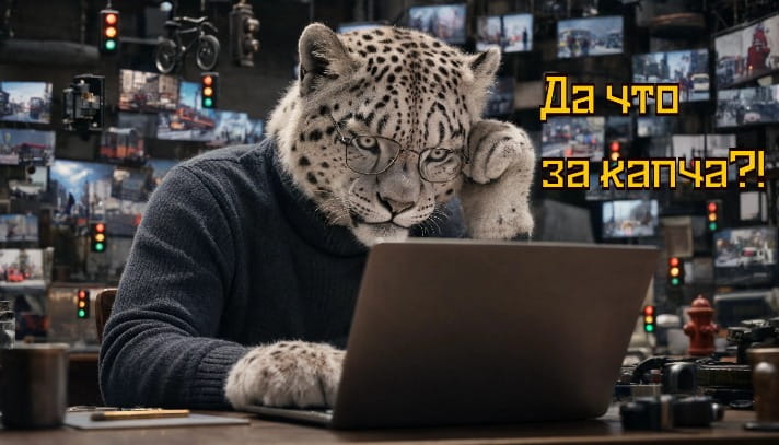снежный барс решает капчу при входе в Яндекс