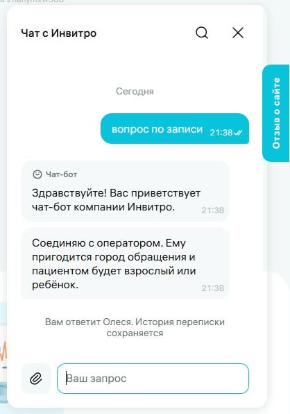 Чат со специалистом в форме онлайн-консультанта